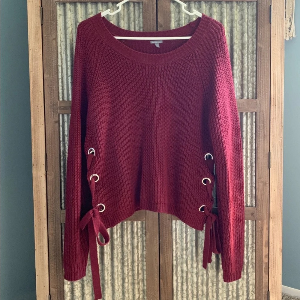 Maroon Tie Crewneck Sweater